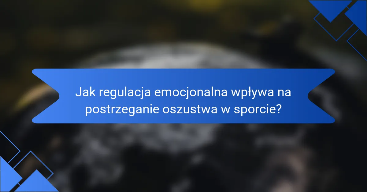 Jak regulacja emocjonalna wpływa na postrzeganie oszustwa w sporcie?