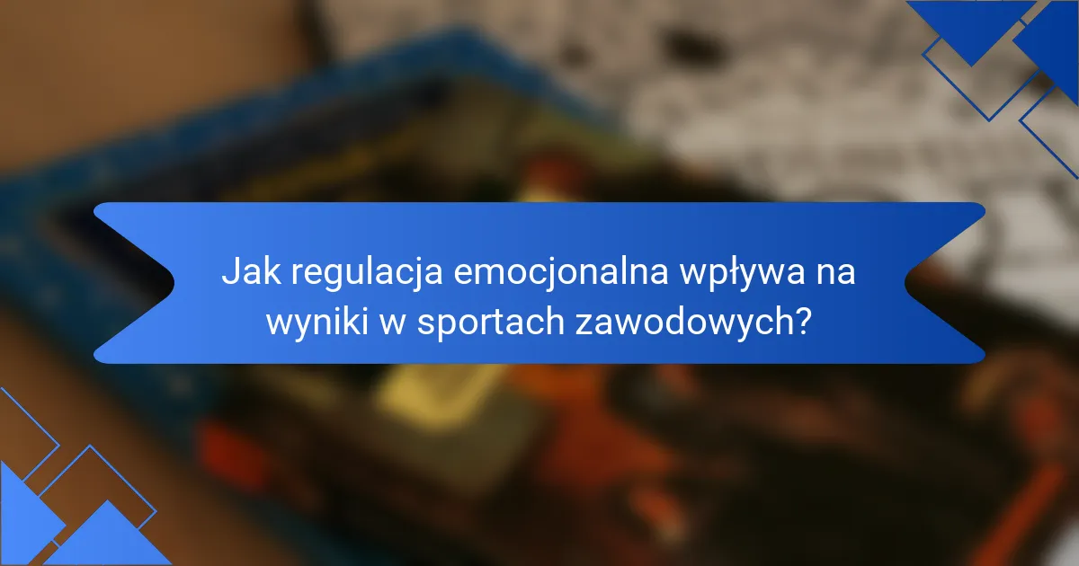 Jak regulacja emocjonalna wpływa na wyniki w sportach zawodowych?
