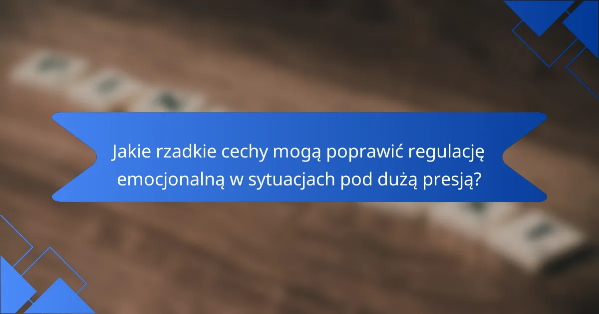 Jakie rzadkie cechy mogą poprawić regulację emocjonalną w sytuacjach pod dużą presją?