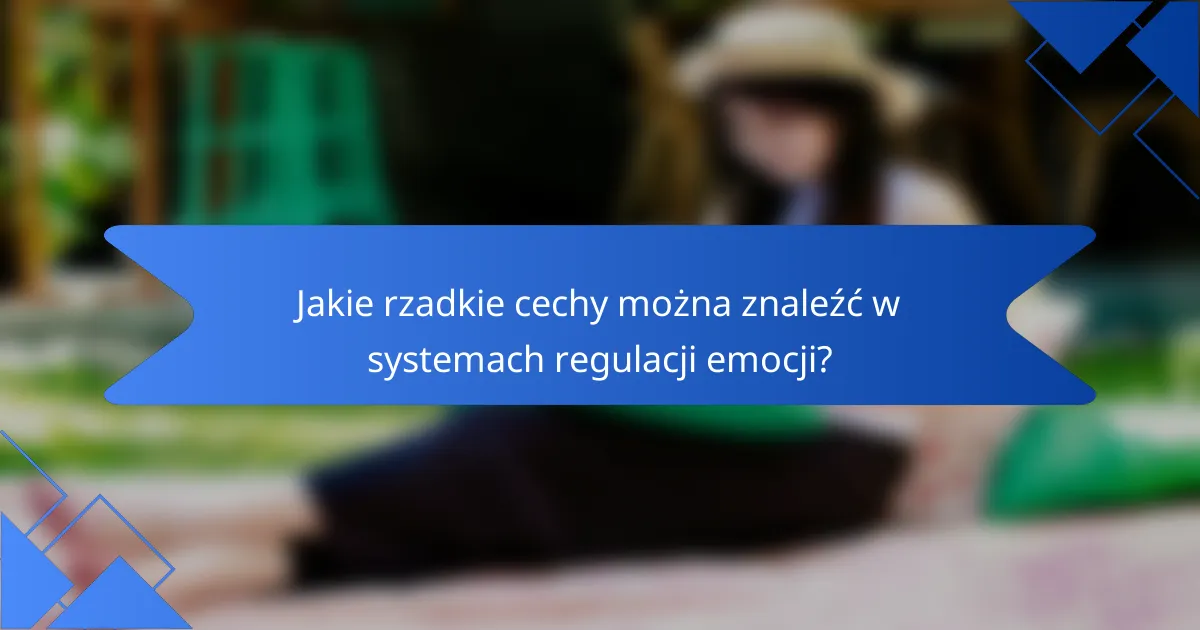 Jakie rzadkie cechy można znaleźć w systemach regulacji emocji?