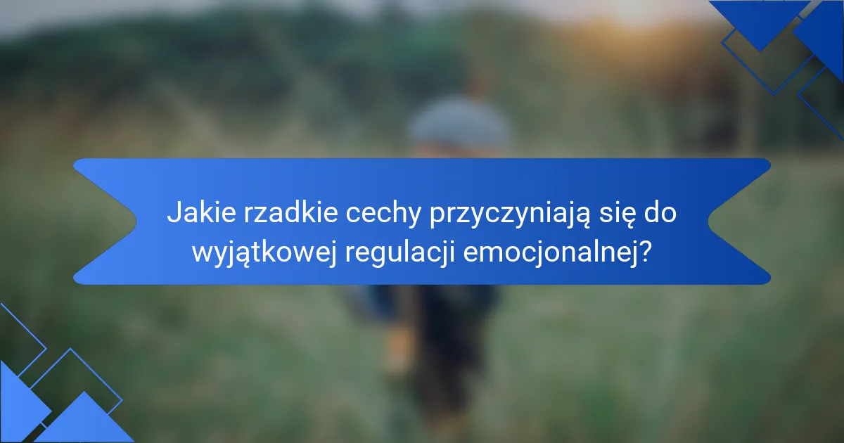 Jakie rzadkie cechy przyczyniają się do wyjątkowej regulacji emocjonalnej?