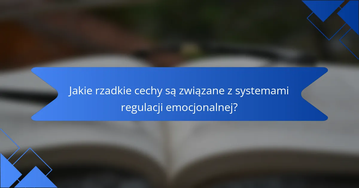 Jakie rzadkie cechy są związane z systemami regulacji emocjonalnej?