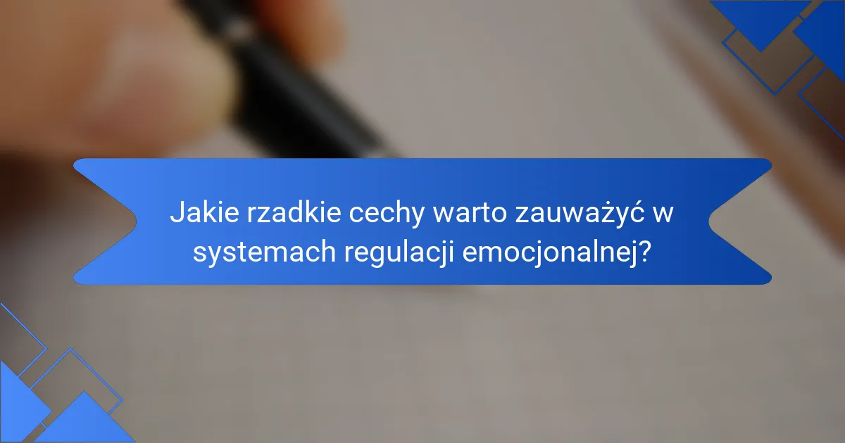 Jakie rzadkie cechy warto zauważyć w systemach regulacji emocjonalnej?