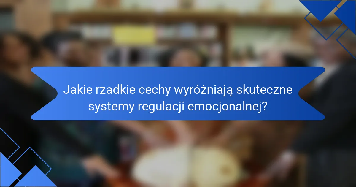 Jakie rzadkie cechy wyróżniają skuteczne systemy regulacji emocjonalnej?