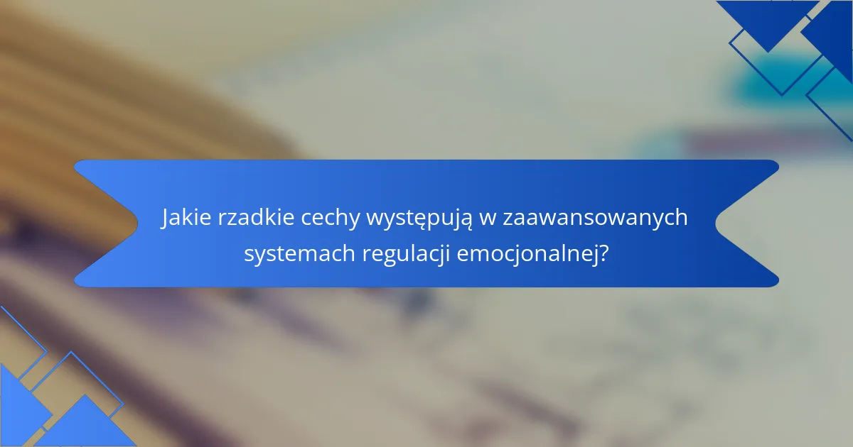Jakie rzadkie cechy występują w zaawansowanych systemach regulacji emocjonalnej?
