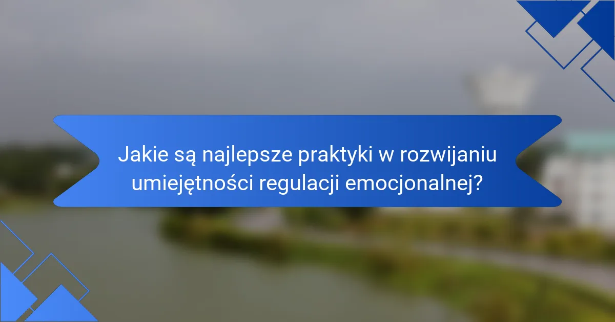 Jakie są najlepsze praktyki w rozwijaniu umiejętności regulacji emocjonalnej?