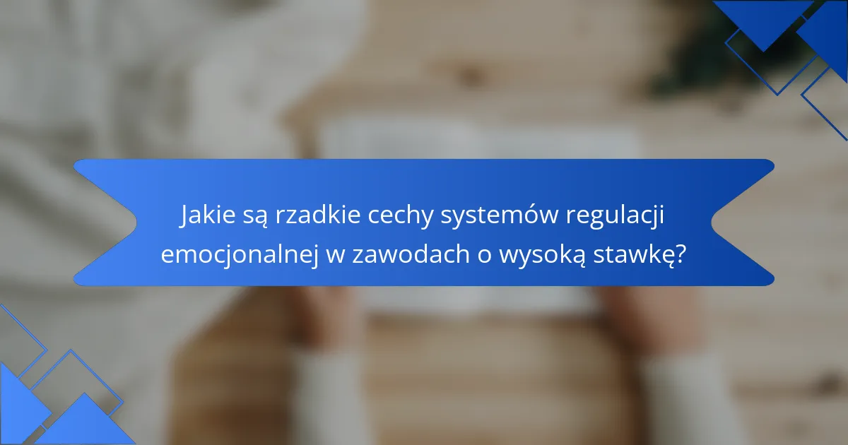 Jakie są rzadkie cechy systemów regulacji emocjonalnej w zawodach o wysoką stawkę?