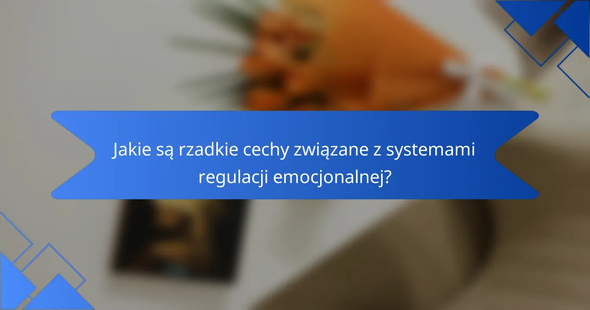Jakie są rzadkie cechy związane z systemami regulacji emocjonalnej?