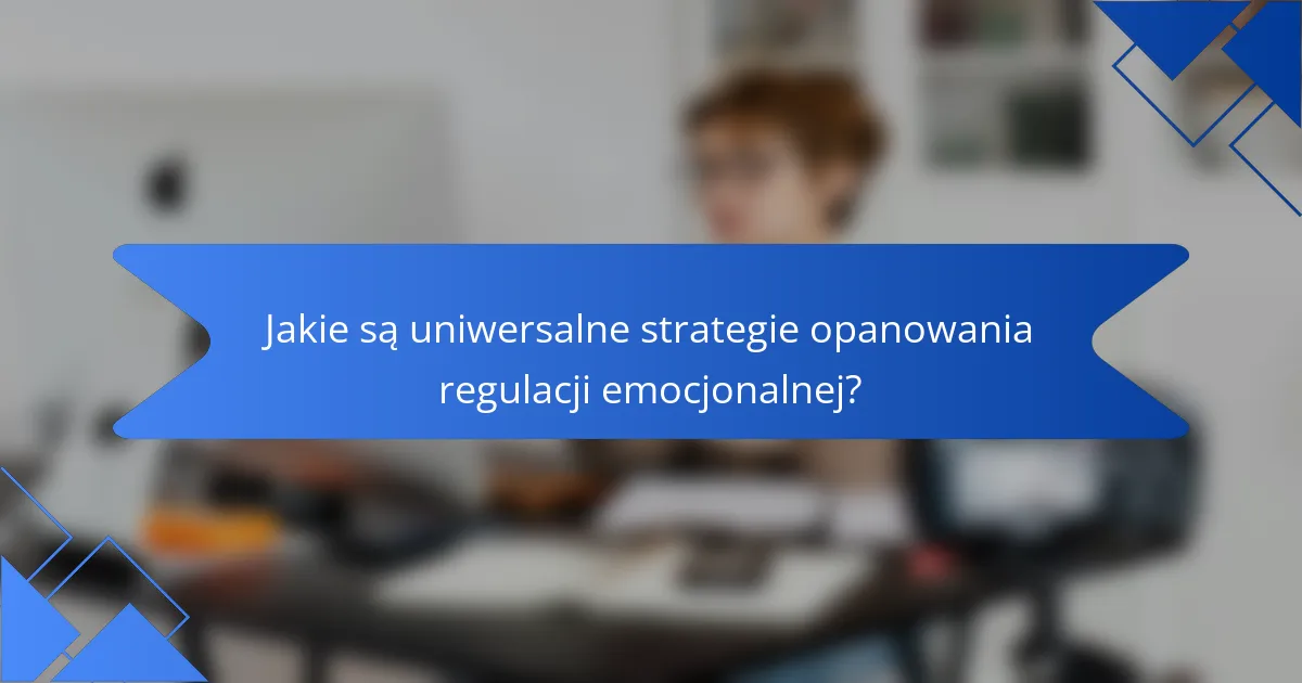 Jakie są uniwersalne strategie opanowania regulacji emocjonalnej?