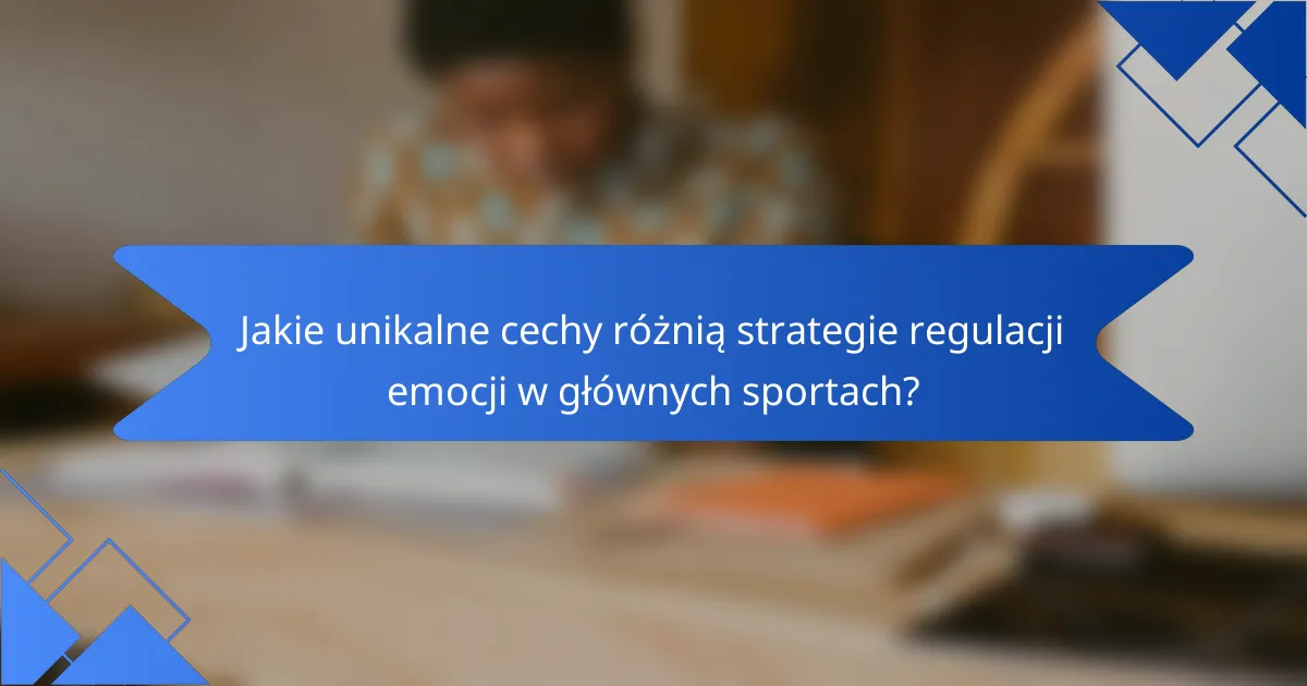 Jakie unikalne cechy różnią strategie regulacji emocji w głównych sportach?