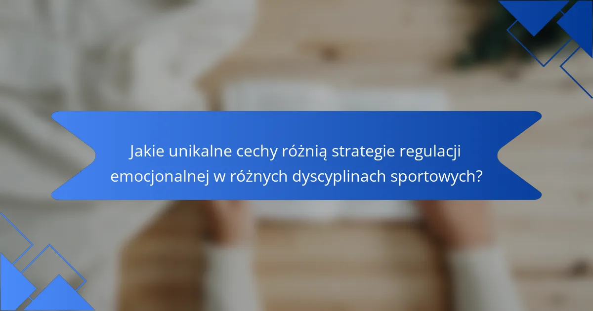 Jakie unikalne cechy różnią strategie regulacji emocjonalnej w różnych dyscyplinach sportowych?