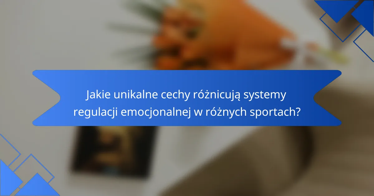 Jakie unikalne cechy różnicują systemy regulacji emocjonalnej w różnych sportach?
