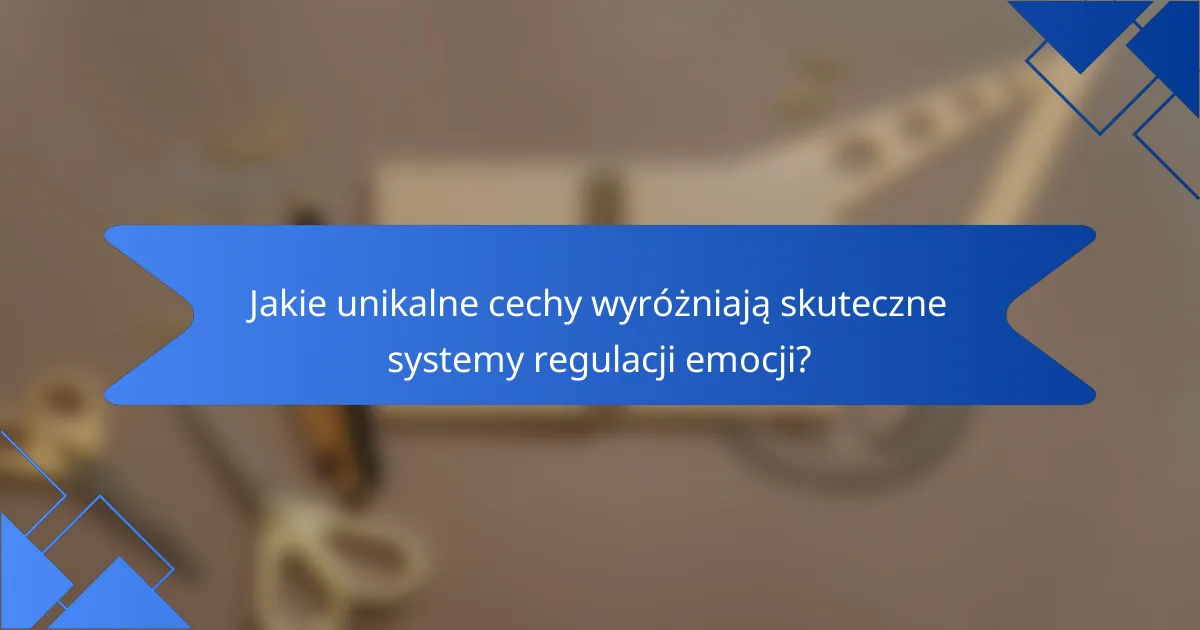 Jakie unikalne cechy wyróżniają skuteczne systemy regulacji emocji?