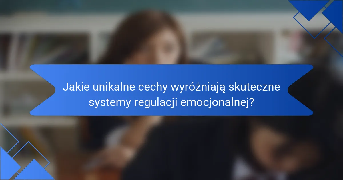 Jakie unikalne cechy wyróżniają skuteczne systemy regulacji emocjonalnej?