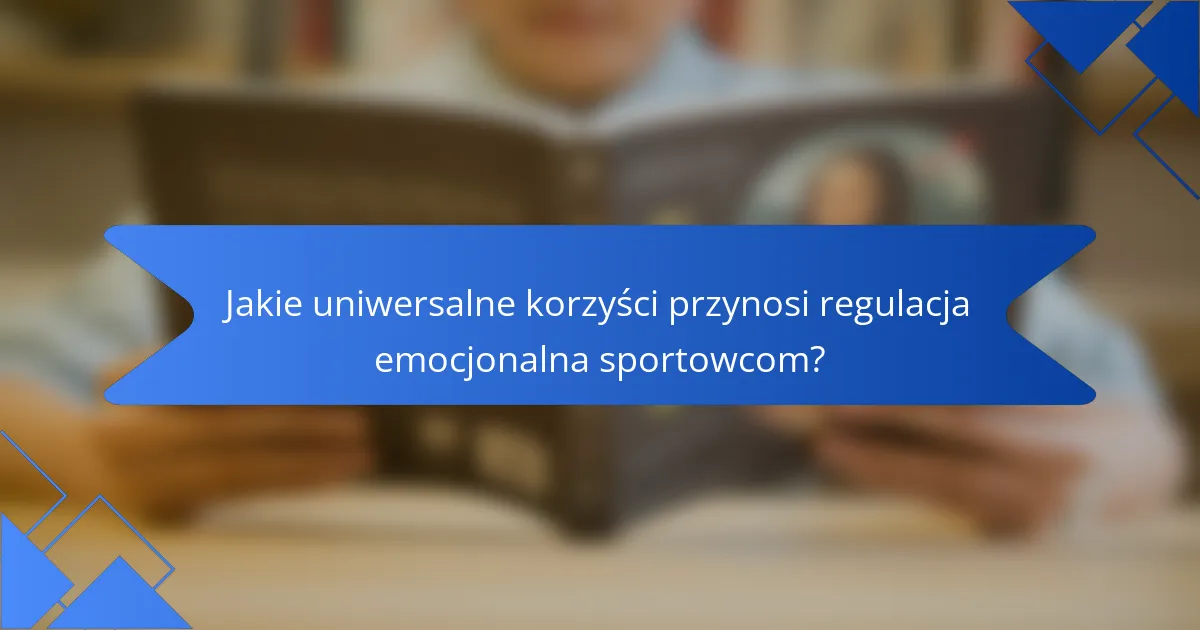 Jakie uniwersalne korzyści przynosi regulacja emocjonalna sportowcom?