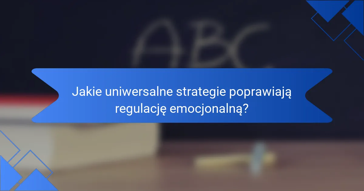 Jakie uniwersalne strategie poprawiają regulację emocjonalną?
